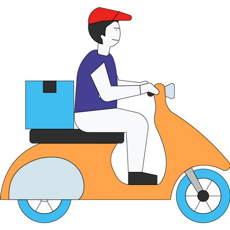 Delivery man on scooter Illustration