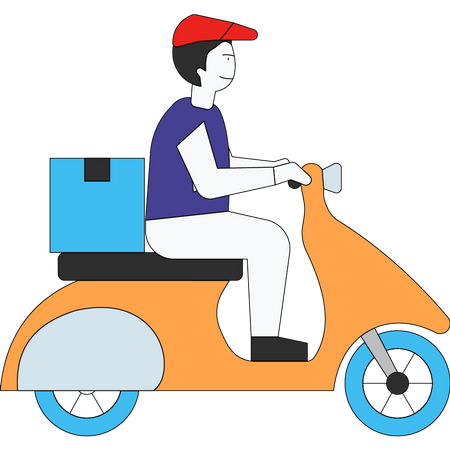 Delivery man on scooter  Illustration