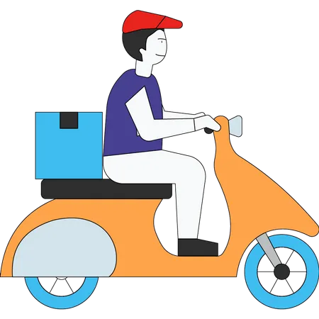 Delivery man on scooter  Illustration