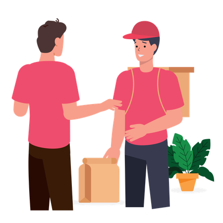 Delivery man delivery parcel  Illustration