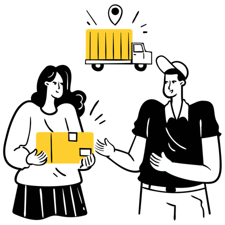 Delivery man picking up parcel  Illustration