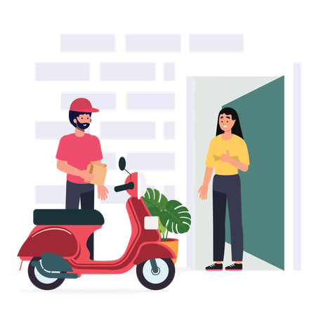 Delivery man provide door delivery service  イラスト