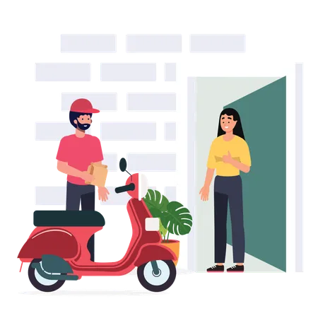 Delivery man provide door delivery service  イラスト