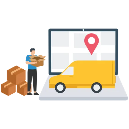 Delivery man provide Fast and free shipping  Illustration