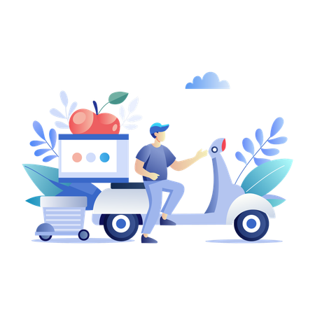 Delivery man provide Food Delivery  Illustration