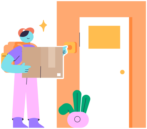 Delivery man provide home door delivery  イラスト