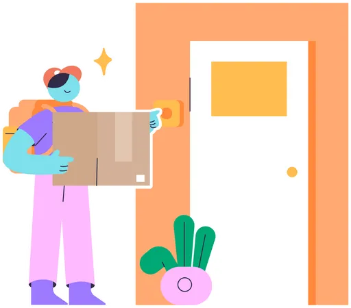 Delivery man provide home door delivery  イラスト