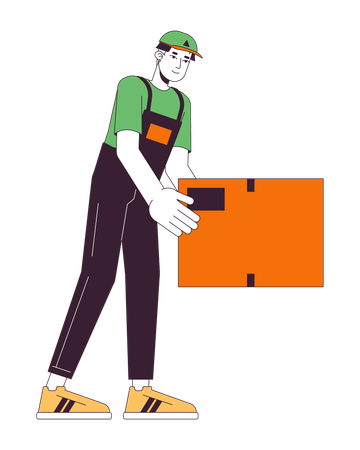 Delivery man putting down box  Illustration