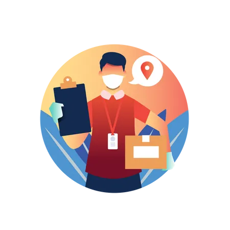 Delivery man reached location Illustration