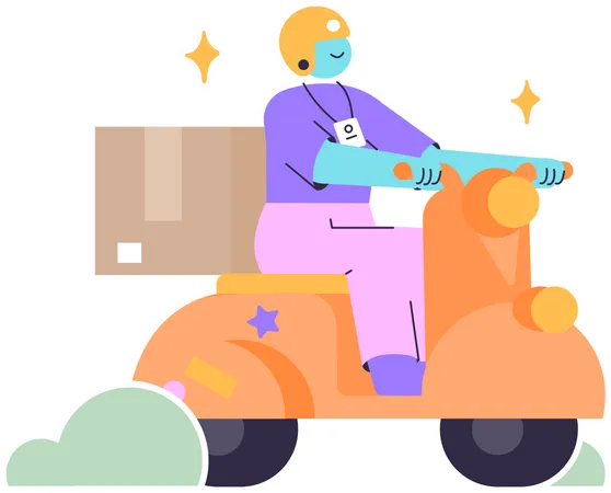 Delivery Man Riding scooter  Illustration