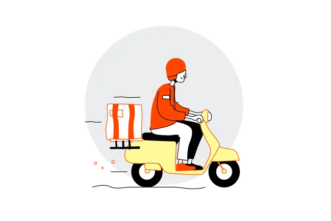 Delivery man riding scooter  Illustration