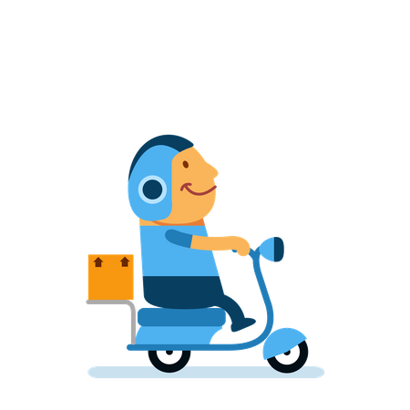 Delivery man riding scooter  Illustration