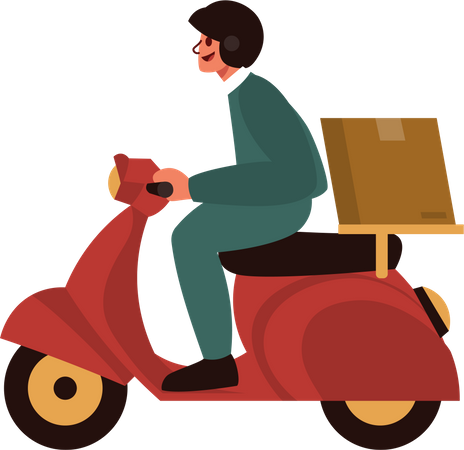 Delivery man riding scooter  Illustration