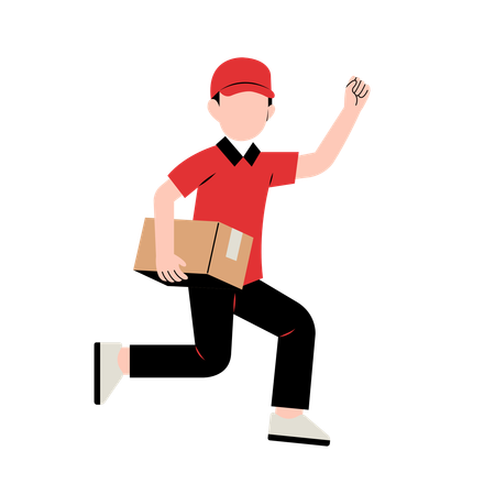 Delivery Man running with Delivery Box  Illustration