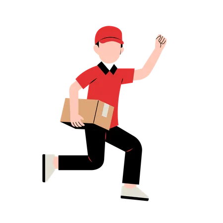 Delivery Man running with Delivery Box  Illustration