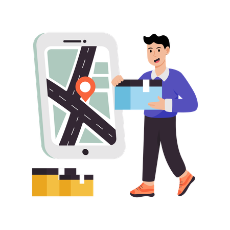 Delivery man Searching address location  Illustration