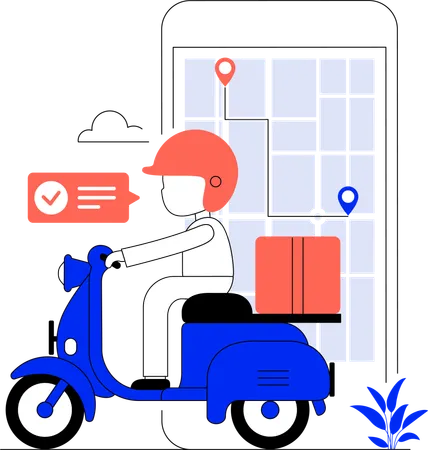 Delivery man searching location for delivery  Illustration