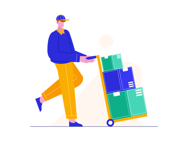 Delivery man shifting boxes  Illustration