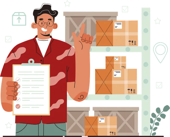 Delivery man showing delivery list  Illustration