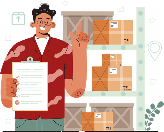 Delivery man showing delivery list  Ilustração