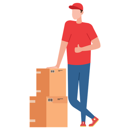 Delivery man showing thumbs up  Illustration