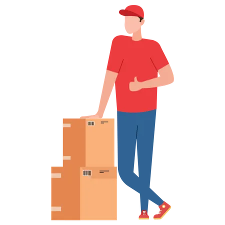 Delivery man showing thumbs up  Illustration