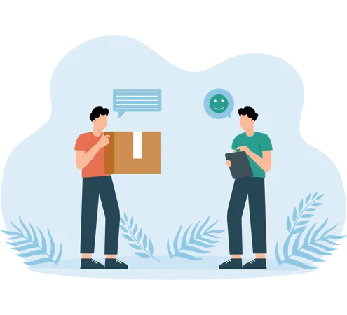 Delivery man taking Customer Feedback for delivery service  Illustration