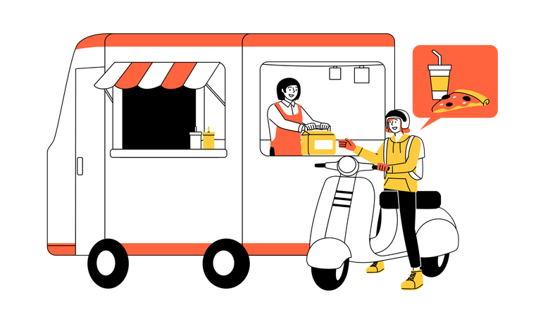 Delivery man taking food delivery  Illustration