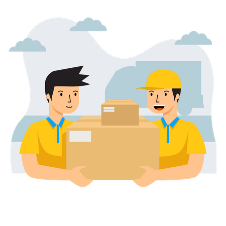 Delivery Man Teamwork  Illustration