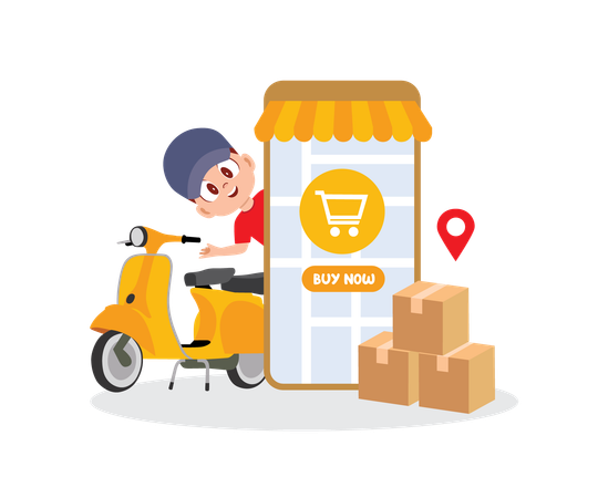 Delivery man tracking address  Illustration