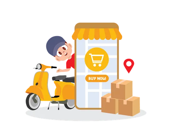 Delivery man tracking address  Illustration