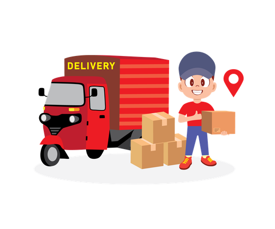 Delivery Man tracking location  Illustration