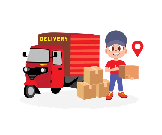 Delivery Man tracking location  Illustration