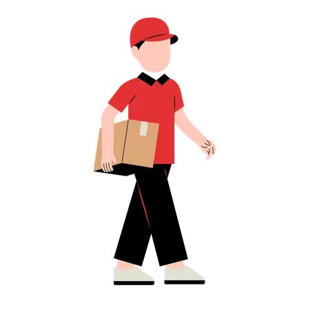 Delivery Man walking with Package  Illustration