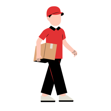 Delivery Man walking with Package  Illustration