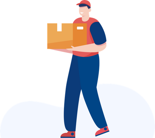 Delivery man with box Illustration