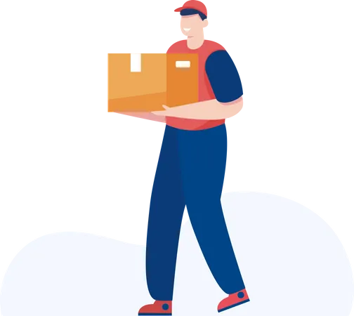 Delivery Man With Boxes Illustration Illustration