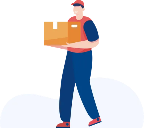 Delivery man with box  Illustration