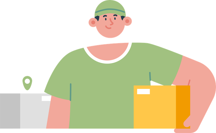 Delivery man with boxes  Illustration