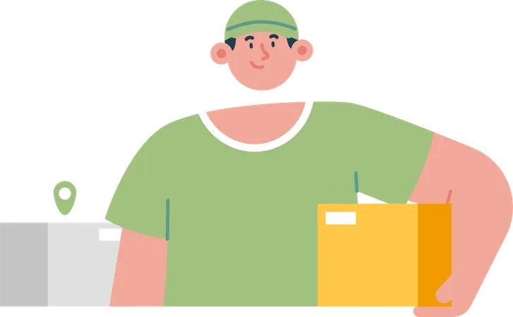Delivery man with boxes  Illustration