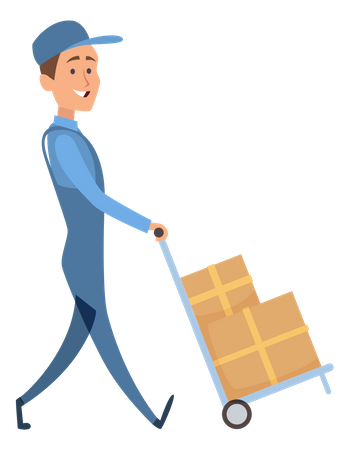 Delivery man with boxes Illustration