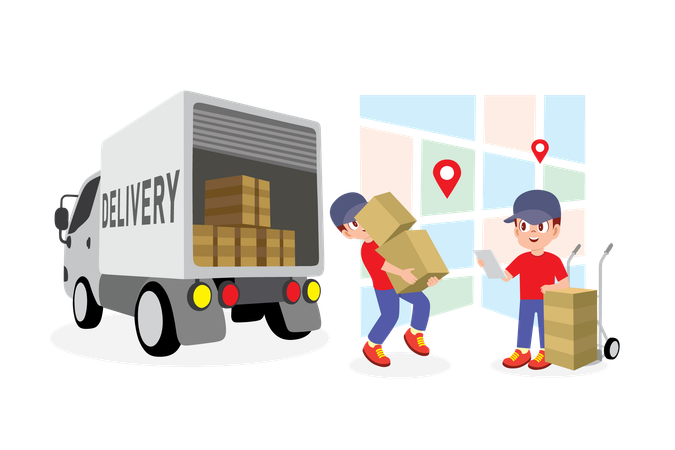 Delivery Man With Cargo  Illustration
