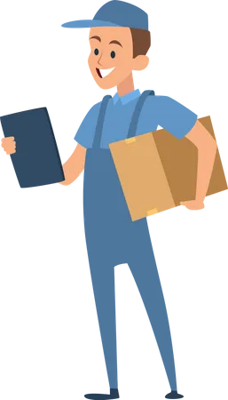 Delivery man with consignment  Illustration
