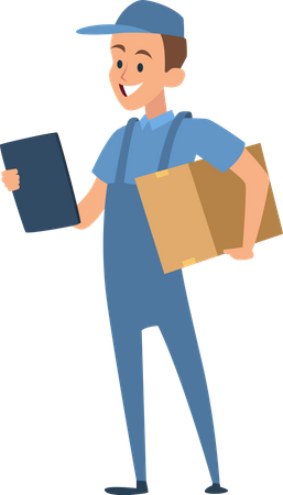 Delivery man with consignment  Illustration