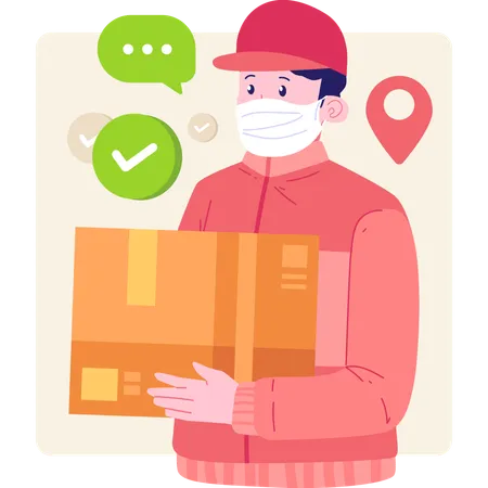 Delivery man with courier box  Illustration