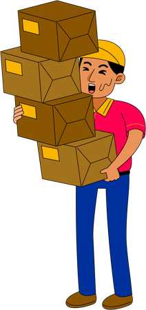 Delivery man with courier boxes  Illustration