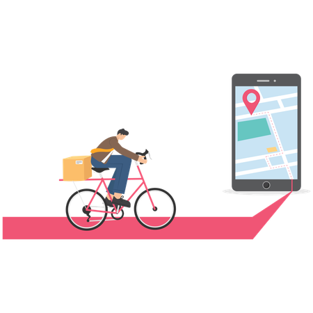 Delivery man with cycle  Illustration