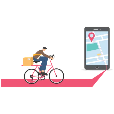 Delivery man with cycle  Illustration