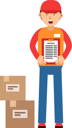 Delivery man with delivery list  Illustration