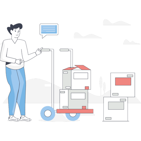 Delivery man with forklift truck  Illustration